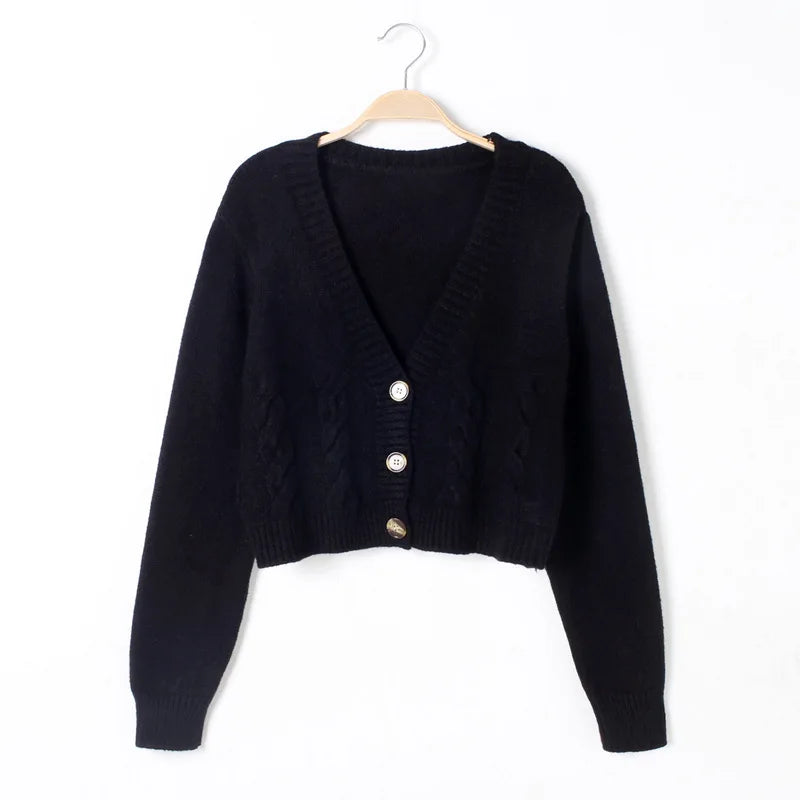 Cropped Twist Knit Cardigan