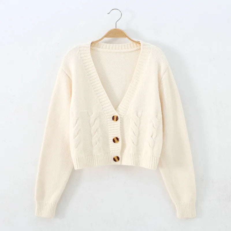 Cropped Twist Knit Cardigan