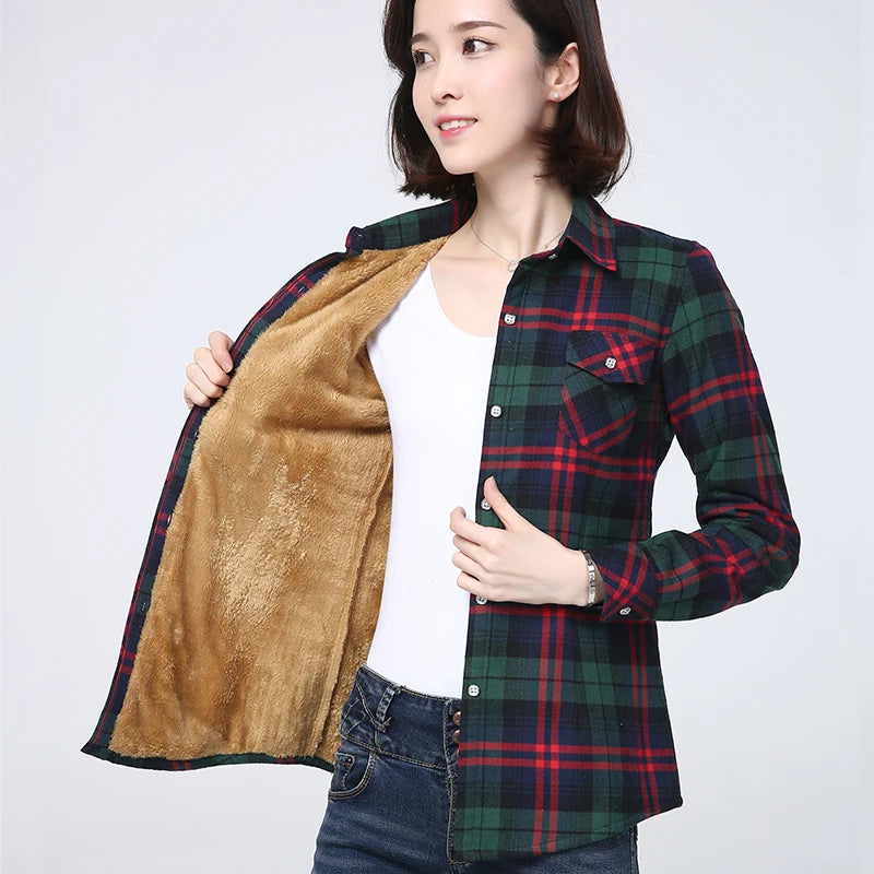 Women’s Warm Plaid Shirt Jacket