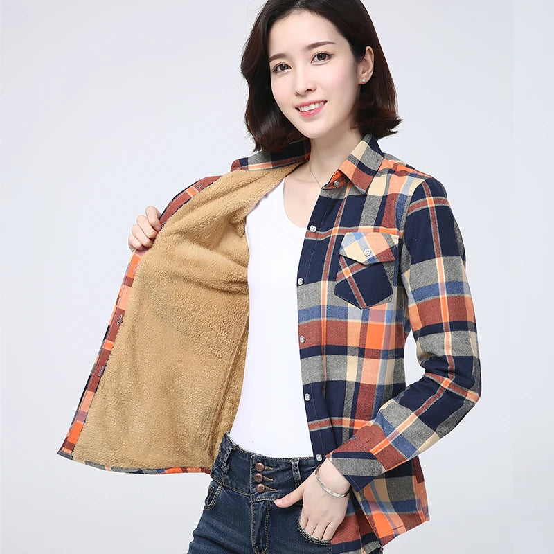 Women’s Warm Plaid Shirt Jacket
