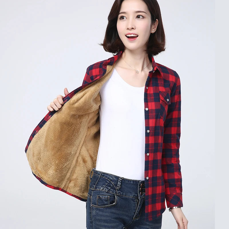 Women’s Warm Plaid Shirt Jacket