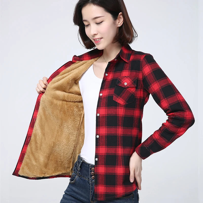 Women’s Warm Plaid Shirt Jacket