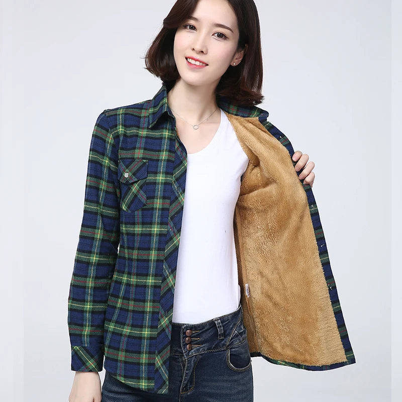 Women’s Warm Plaid Shirt Jacket