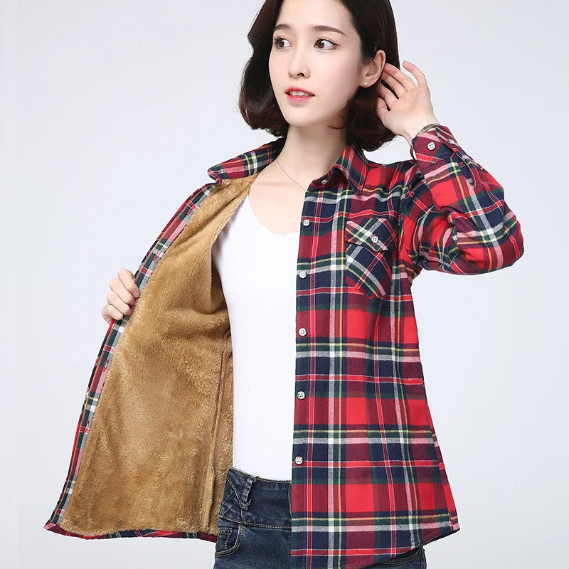 Women’s Warm Plaid Shirt Jacket