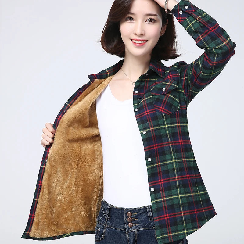 Women’s Warm Plaid Shirt Jacket