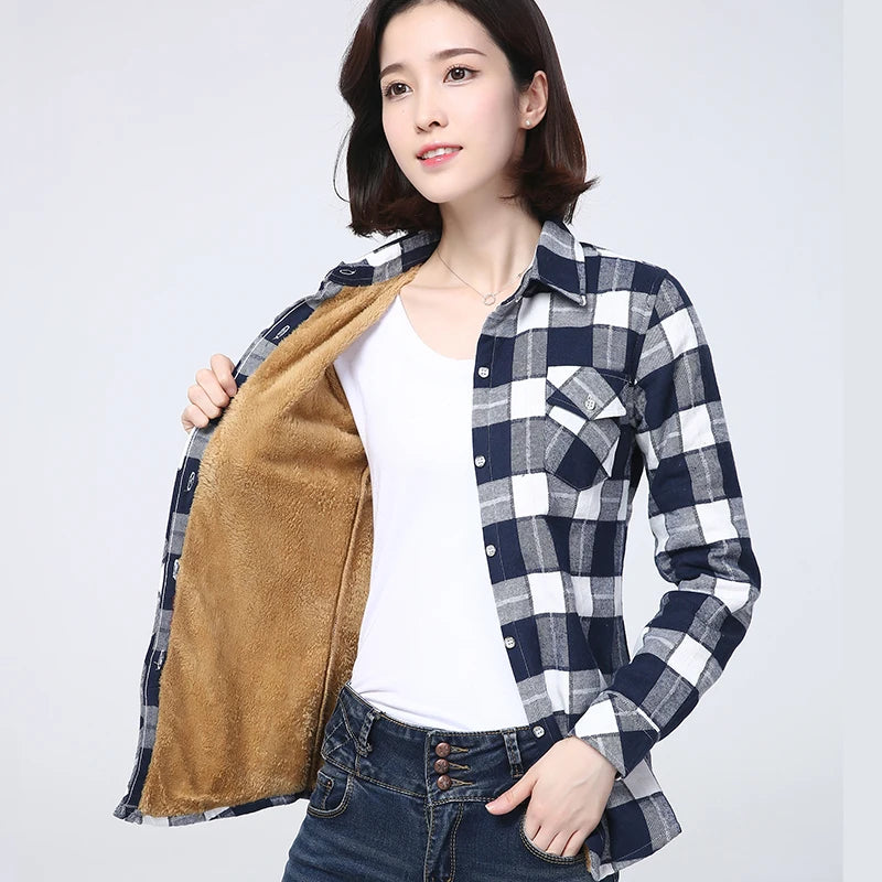 Women’s Warm Plaid Shirt Jacket