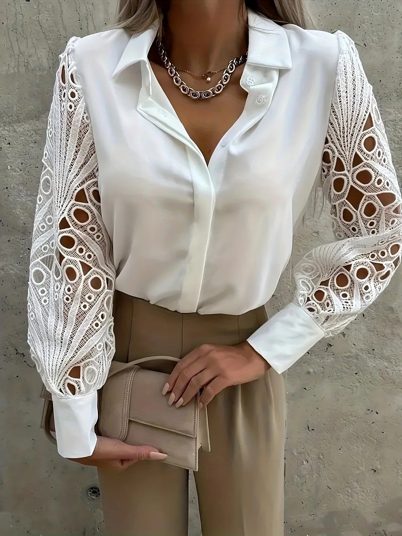Oversized V-Neck Chiffon Shirt