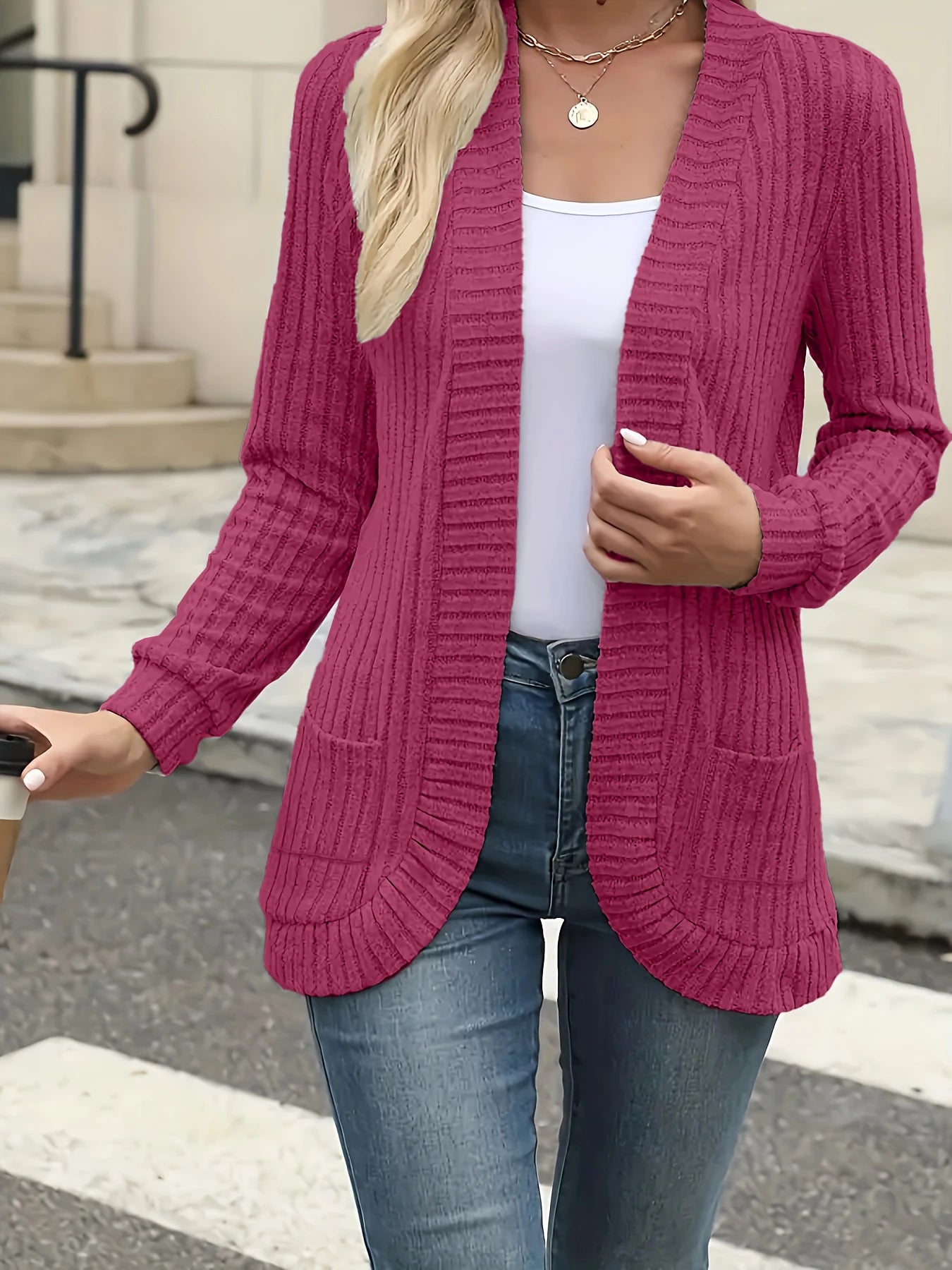 Casual Ribbed Cardigan