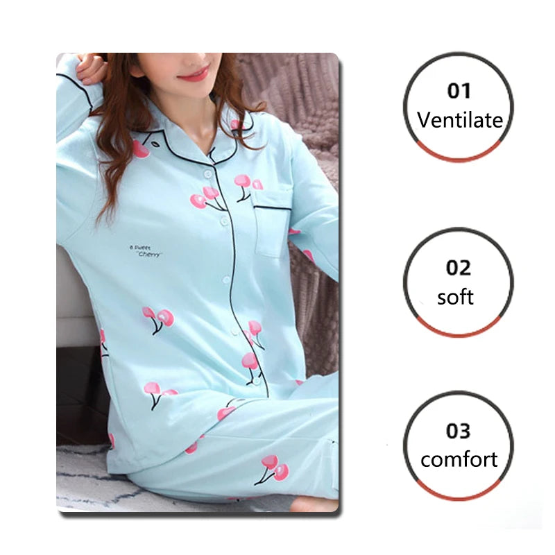 V-Neck Button Pajama Set