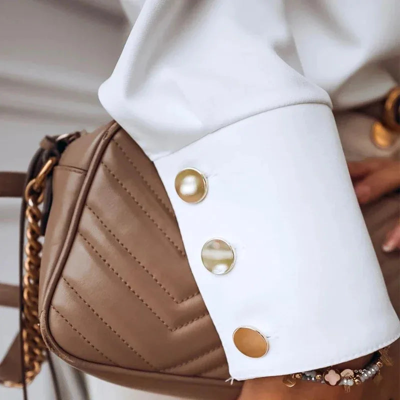 Elegant Long Sleeve Button-Up Blouse