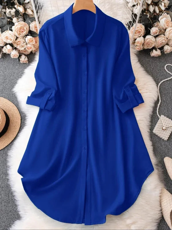 Plus Size Button-Up Casual Blouse