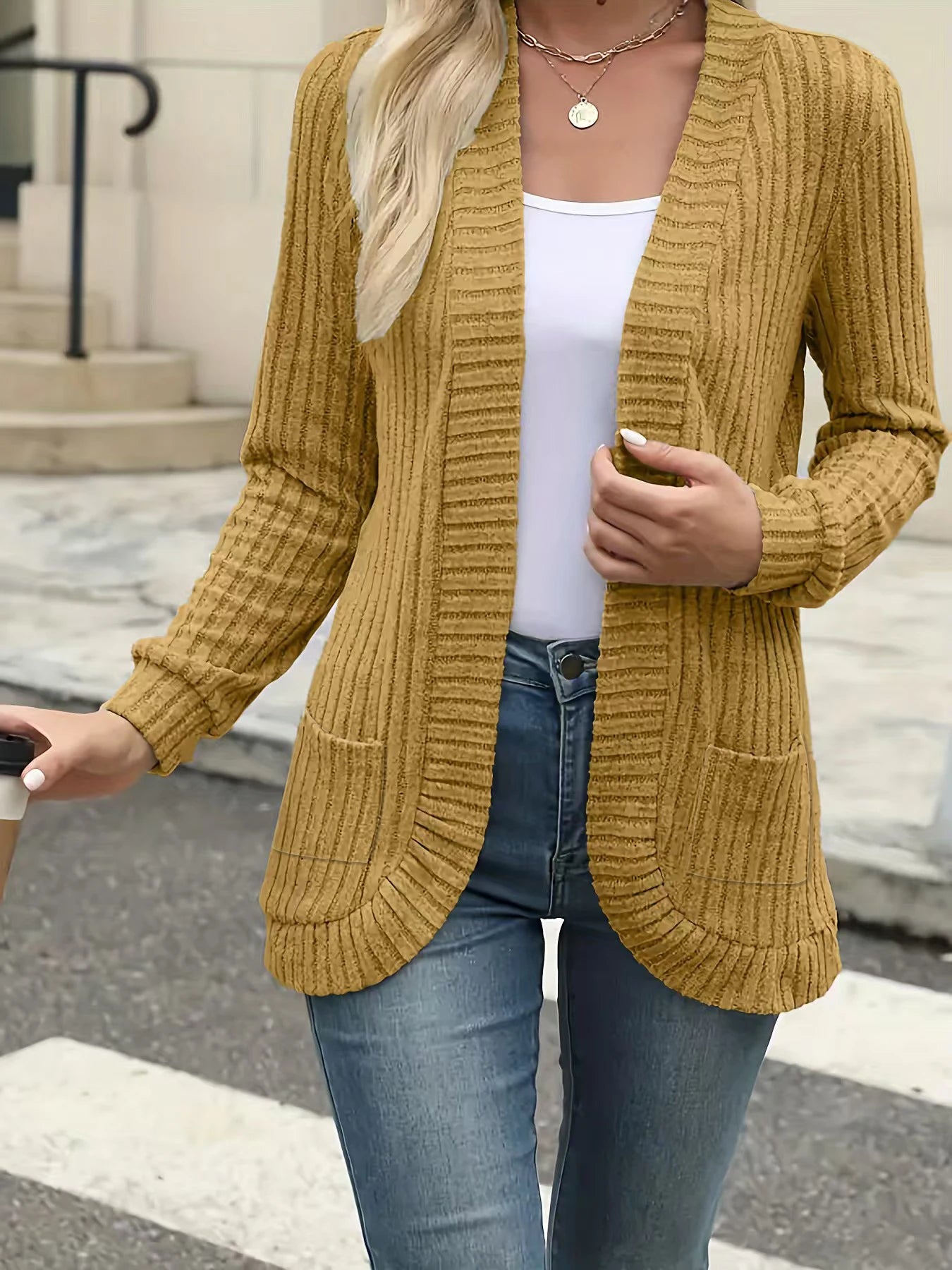 Casual Ribbed Cardigan