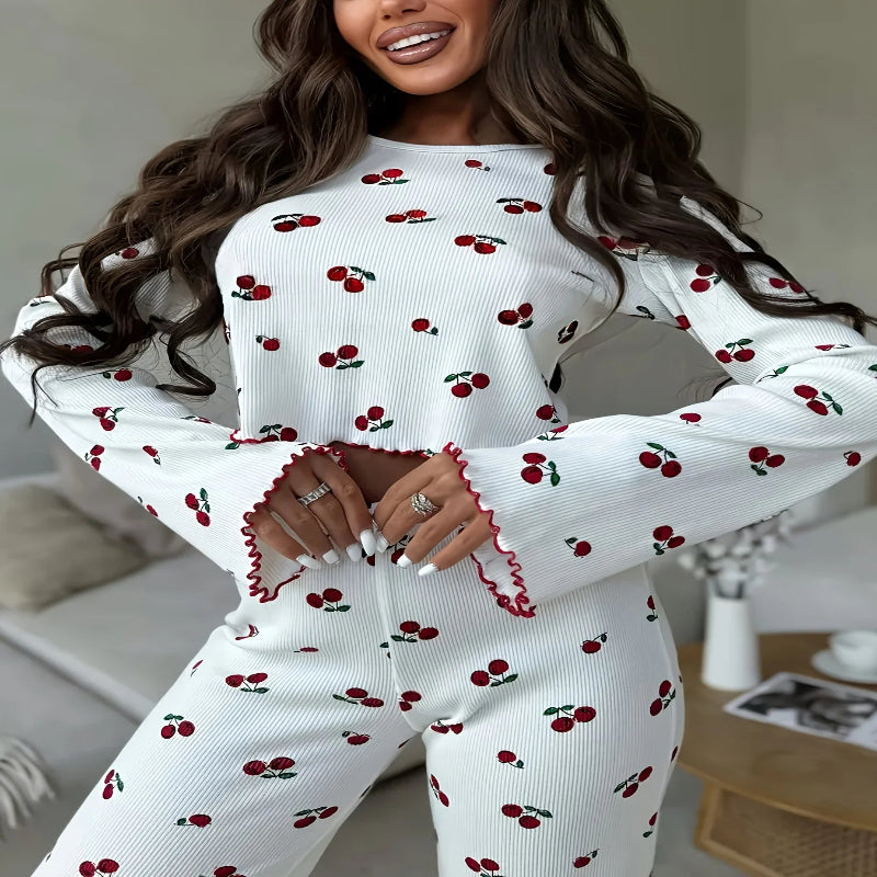 Cherry Y2K Winter Pajama Set