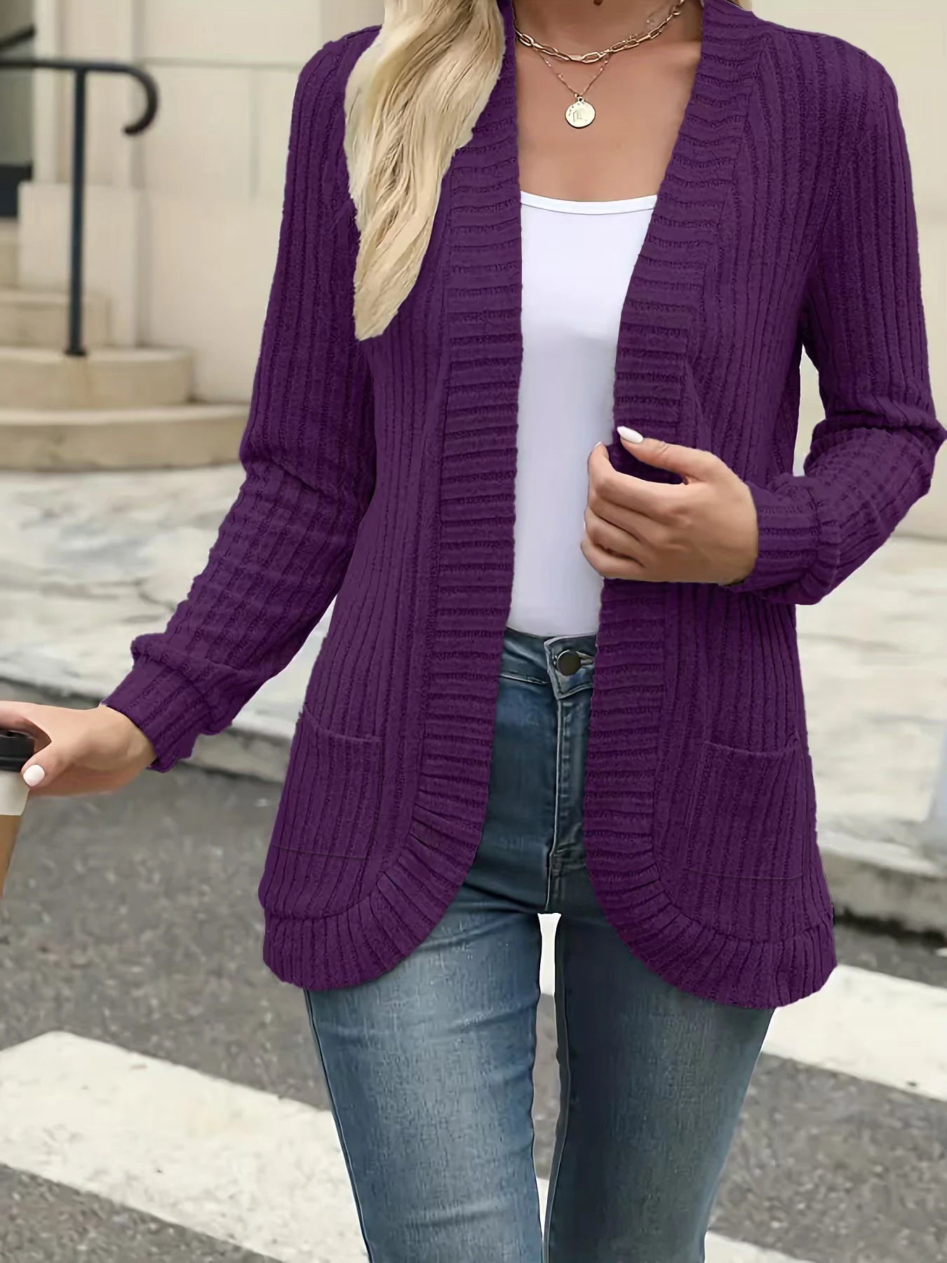 Casual Ribbed Cardigan
