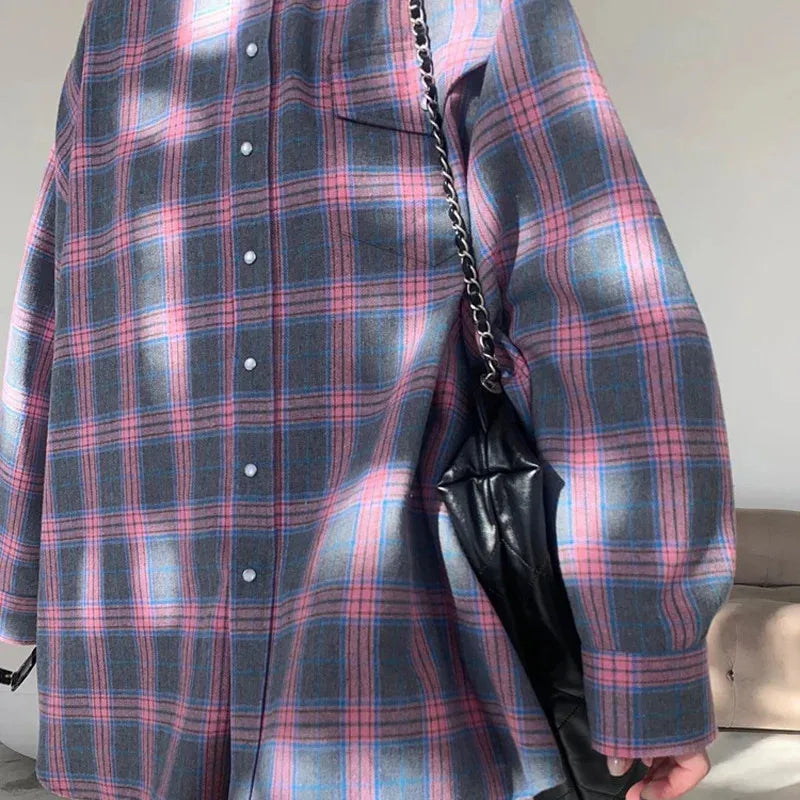 Vintage Plaid Loose Fit Shirt