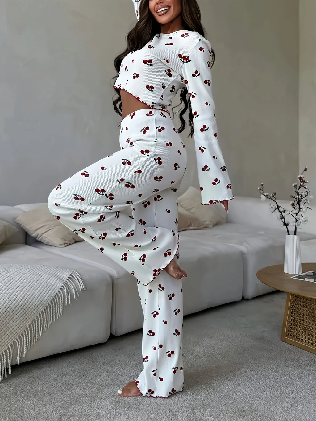 Cherry Y2K Winter Pajama Set