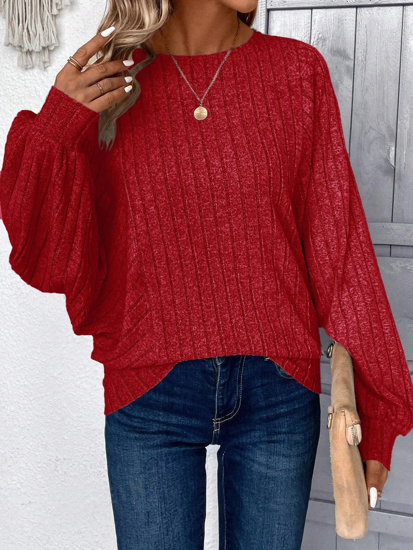 Plus Size Lantern Sleeve Sweater
