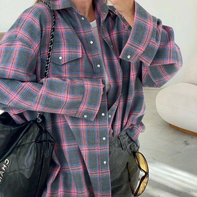 Vintage Plaid Loose Fit Shirt