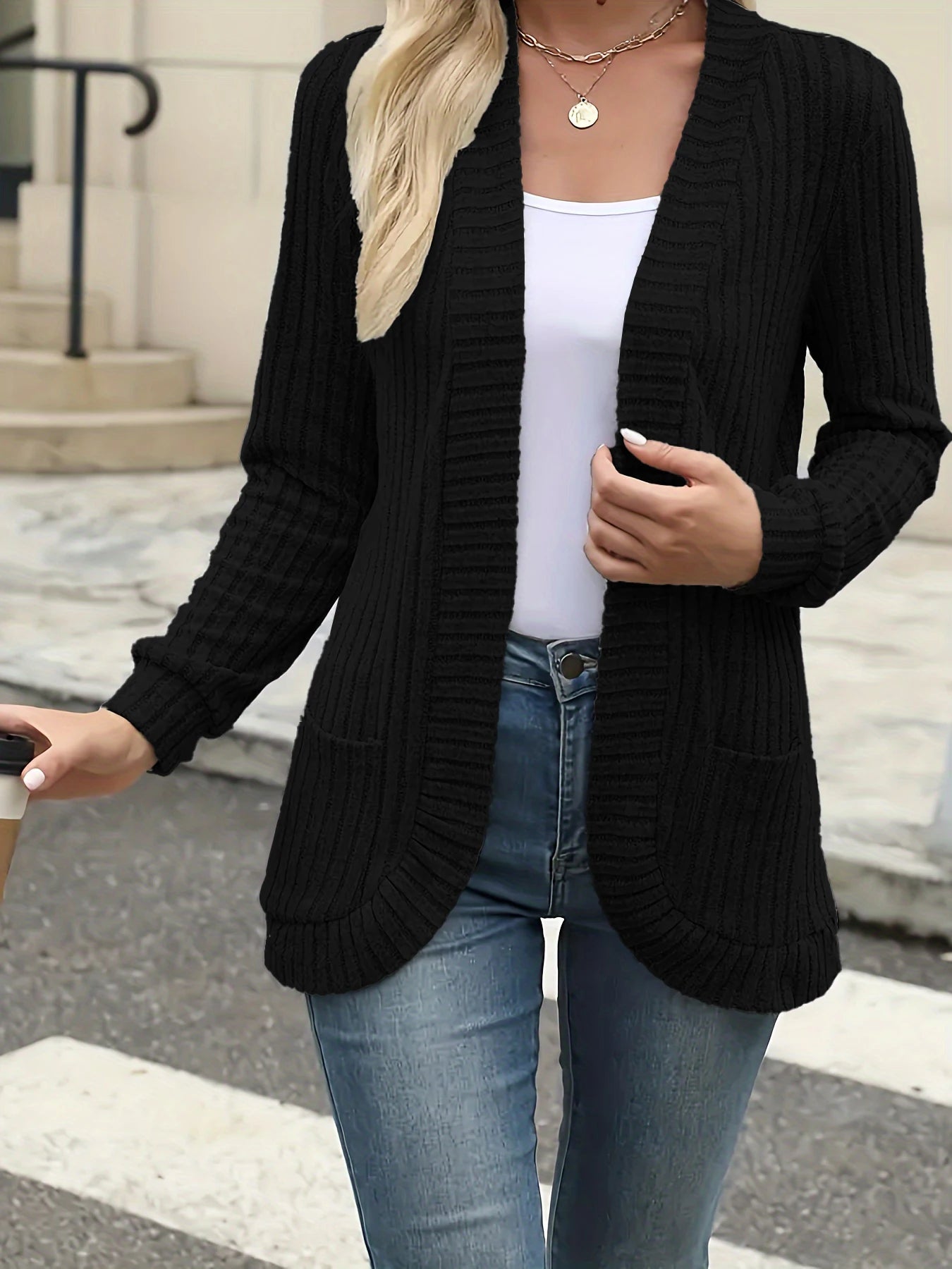 Casual Ribbed Cardigan