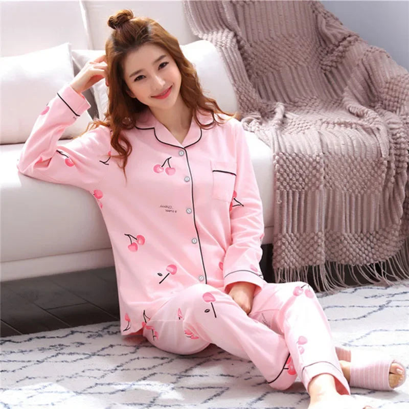 V-Neck Button Pajama Set