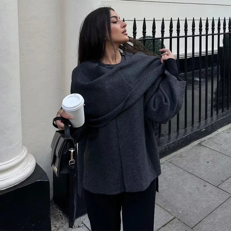 Elegant Scarf Neck Coat