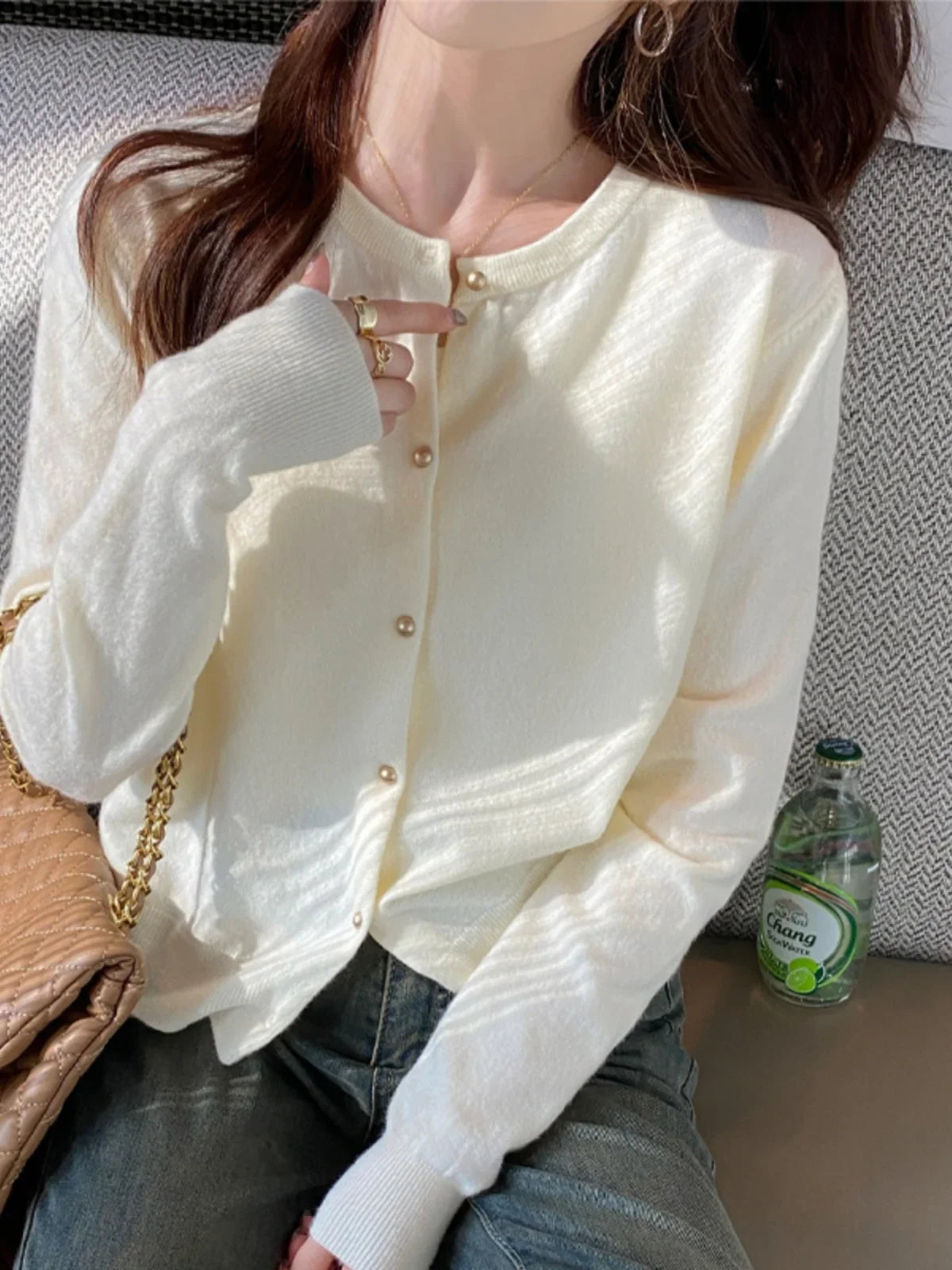 Solid Color Button Cardigan