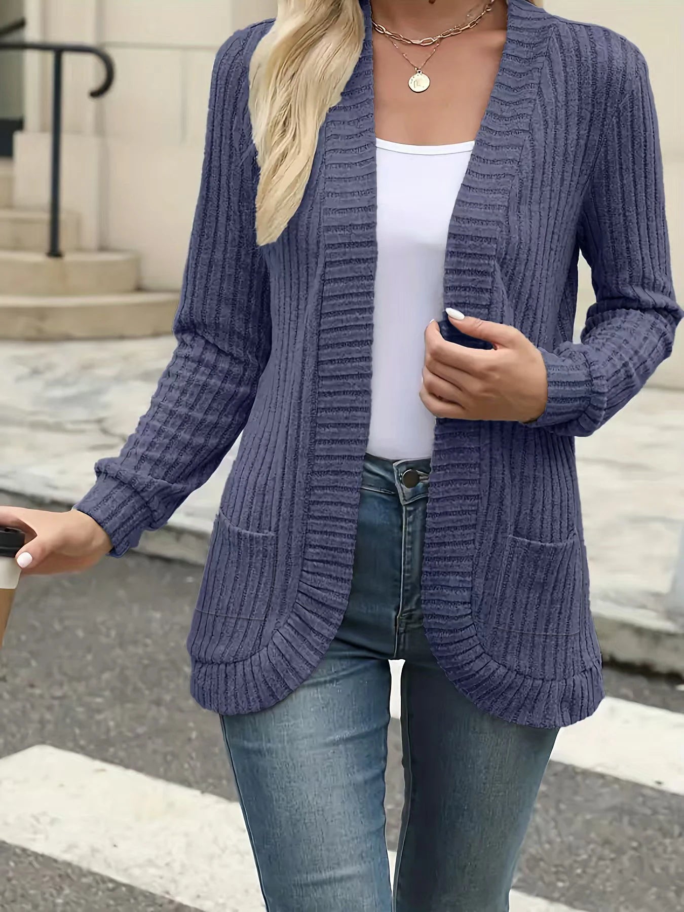 Casual Ribbed Cardigan