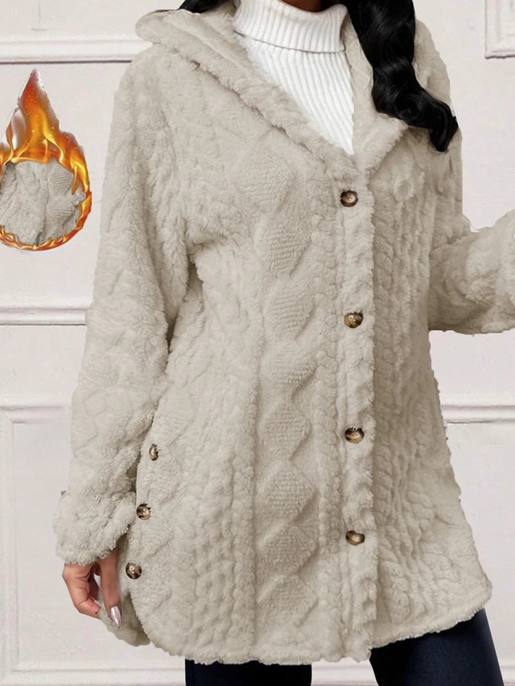Plus Size Hooded Faux Fur Cardigan