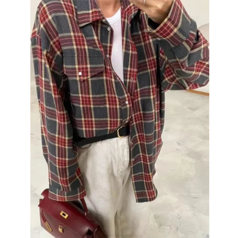 Vintage Plaid Loose Fit Shirt
