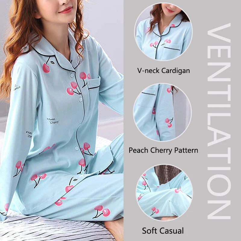 V-Neck Button Pajama Set
