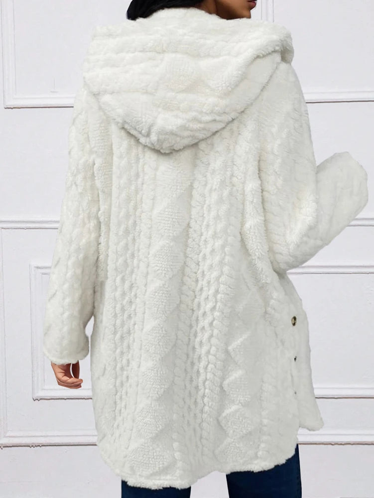 Plus Size Hooded Faux Fur Cardigan