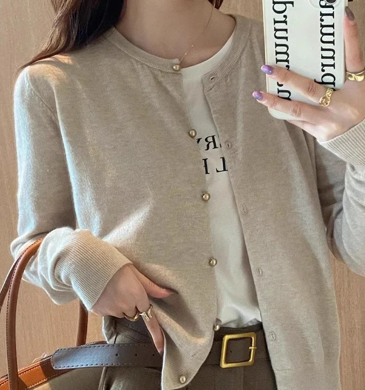 Solid Color Button Cardigan