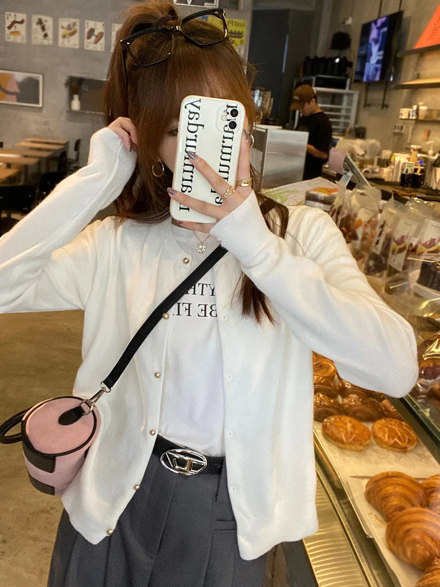 Solid Color Button Cardigan