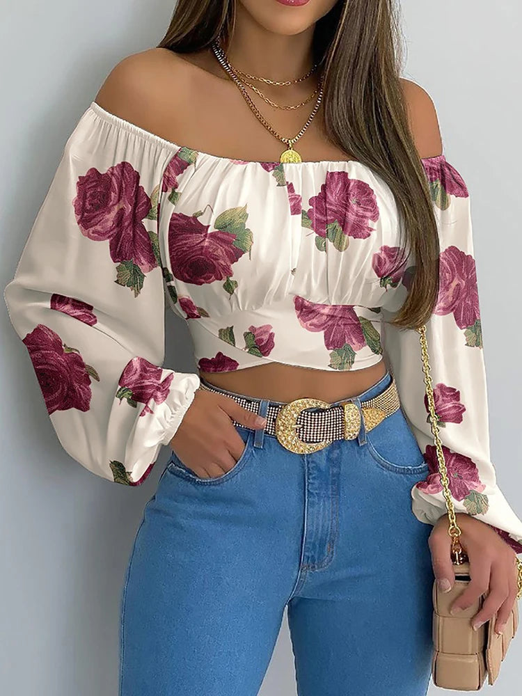 Sexy Off Shoulder Lace-Up Crop Top
