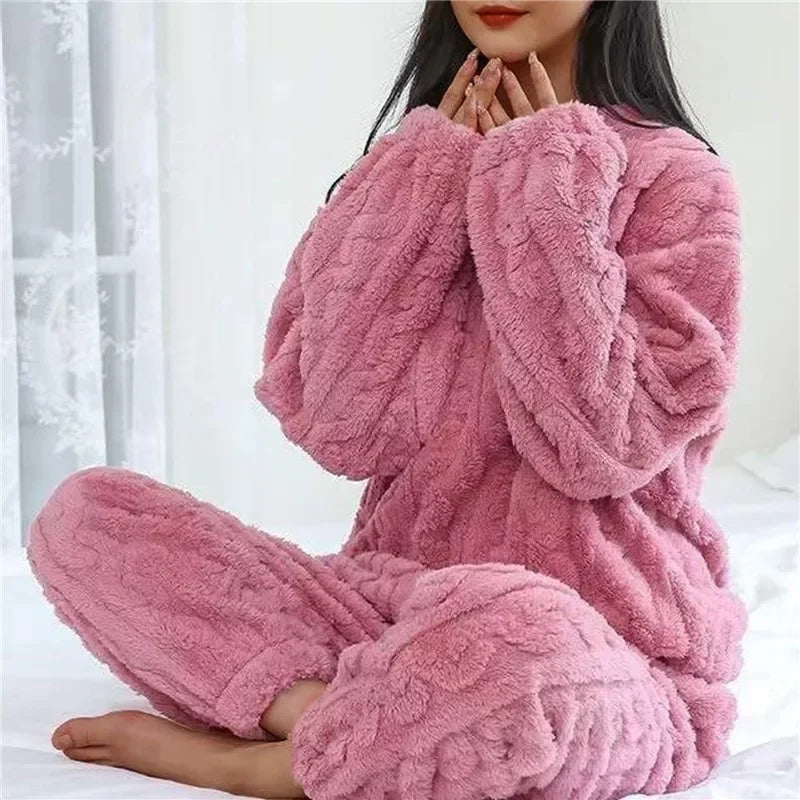 Warm Coral Velvet Sleepwear Set