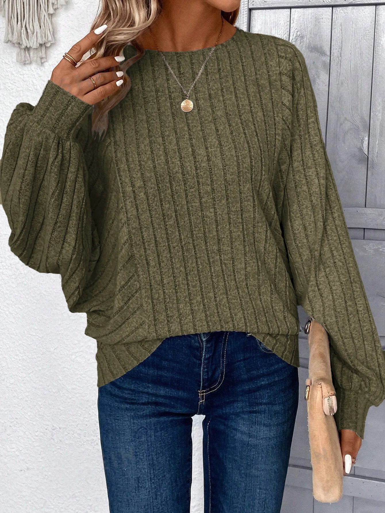 Plus Size Lantern Sleeve Sweater