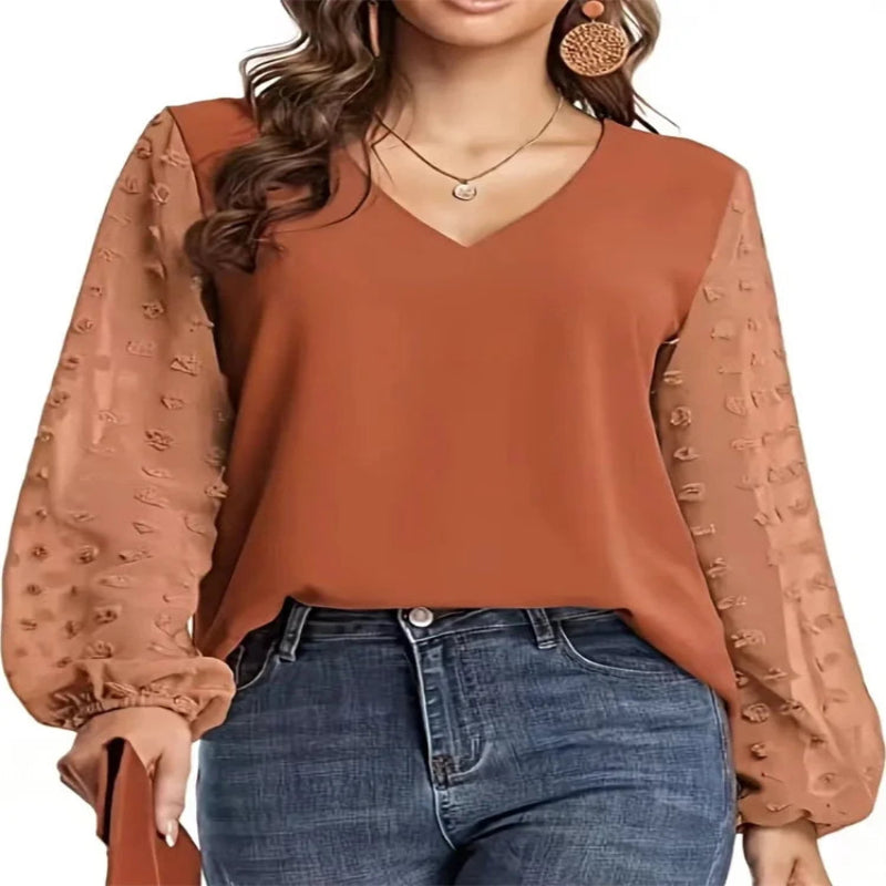 Casual V-Neck Long Sleeve Blouse