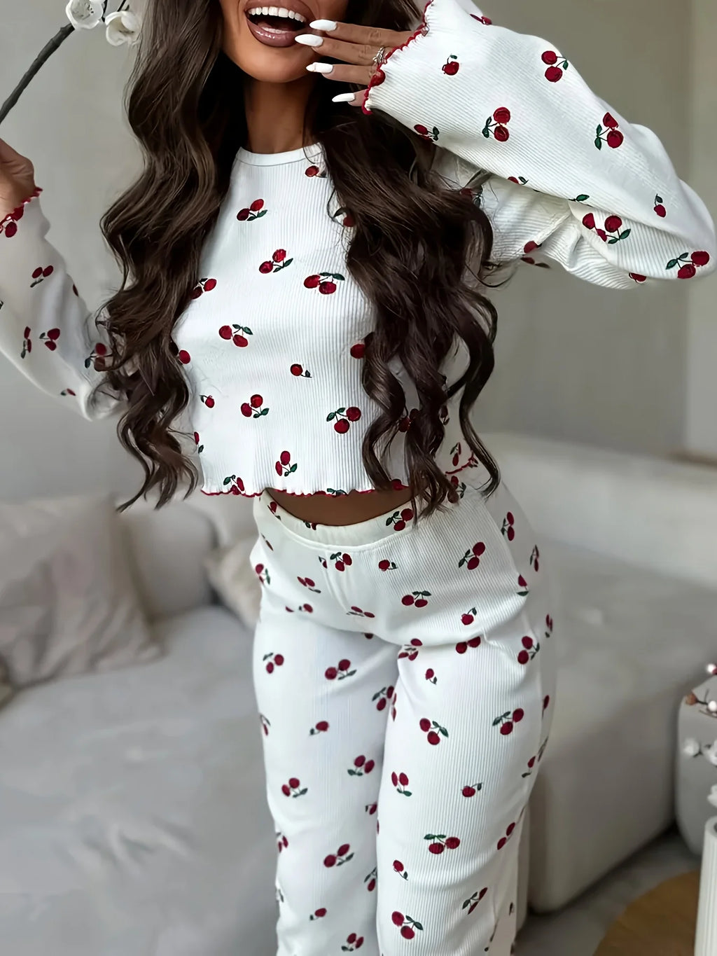 Cherry Y2K Winter Pajama Set