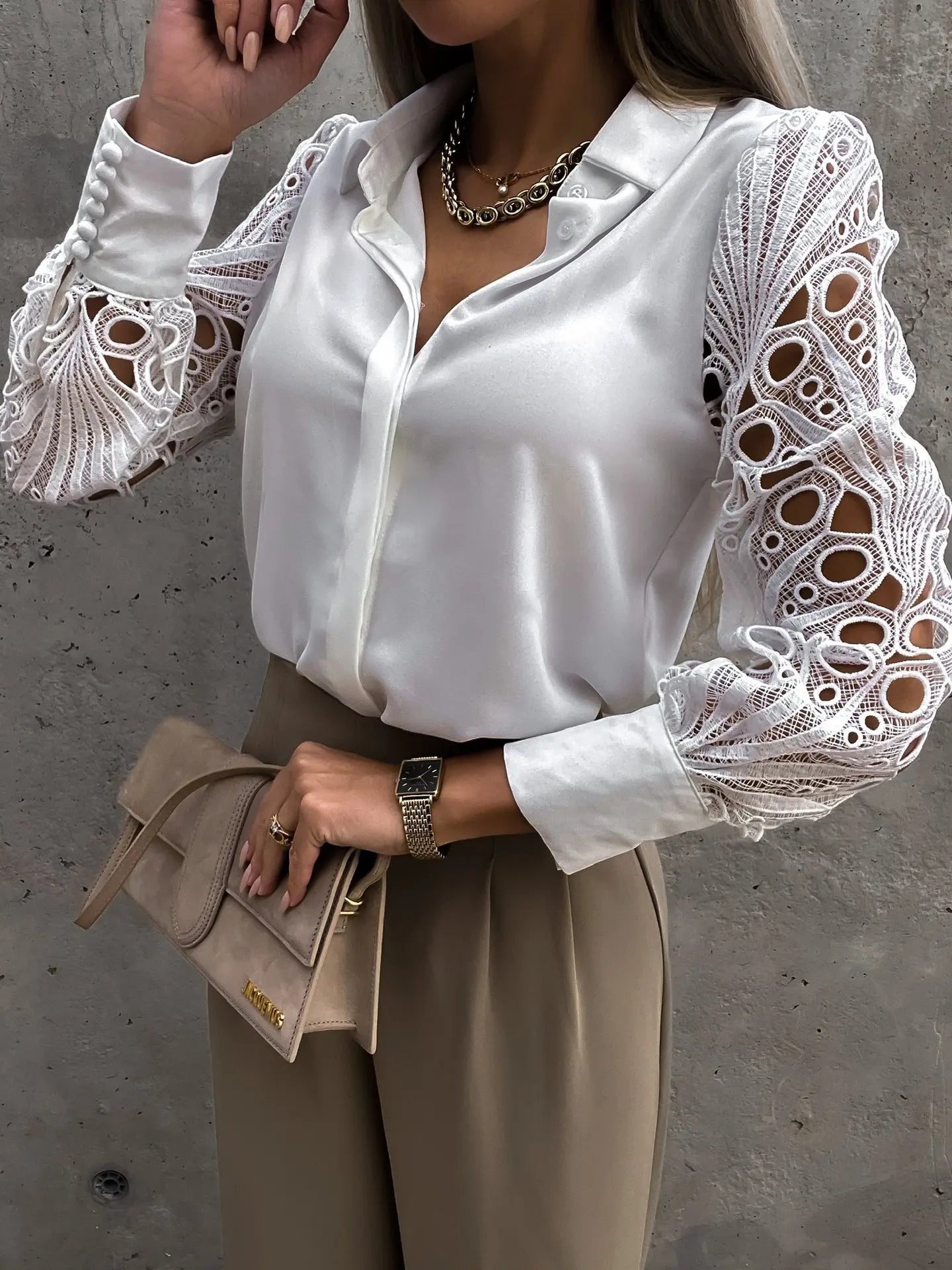 Oversized V-Neck Chiffon Shirt