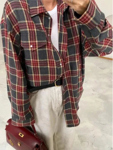 Vintage Plaid Loose Fit Shirt