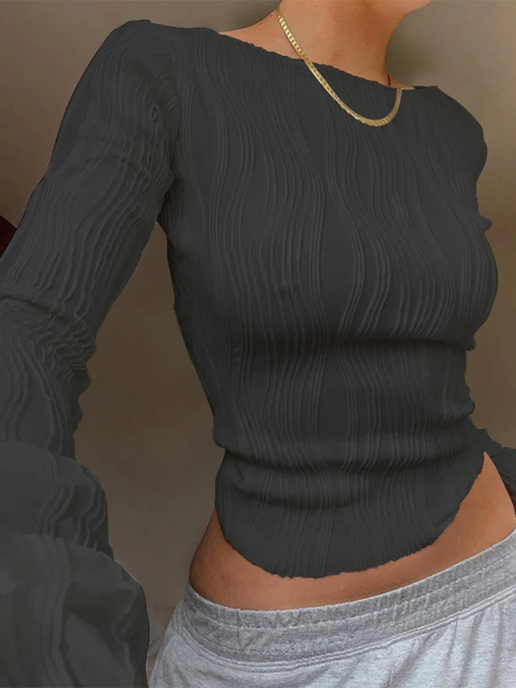 Y2K Ruched Long Sleeve Top