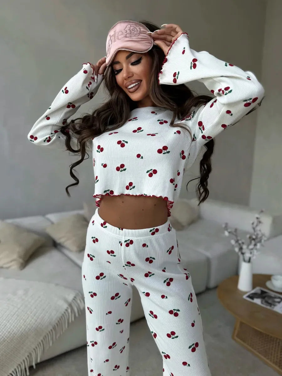 Cherry Y2K Winter Pajama Set