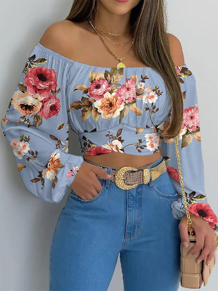 Sexy Off Shoulder Lace-Up Crop Top