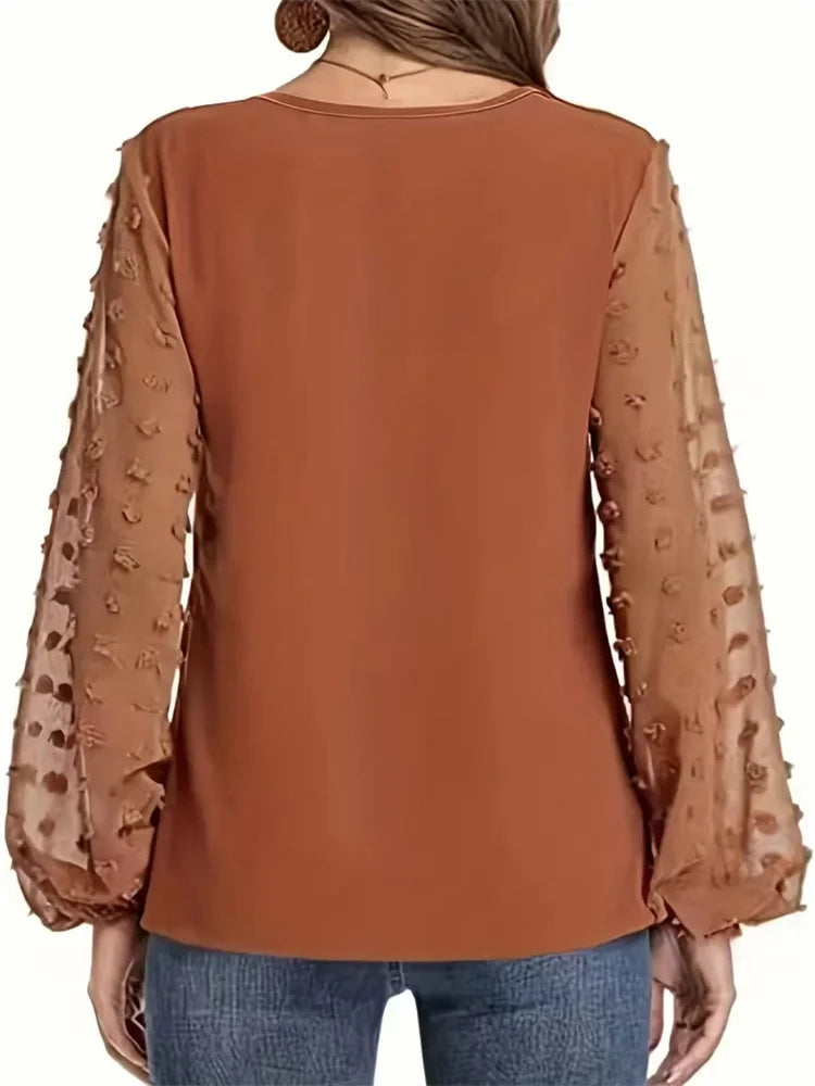Casual V-Neck Long Sleeve Blouse