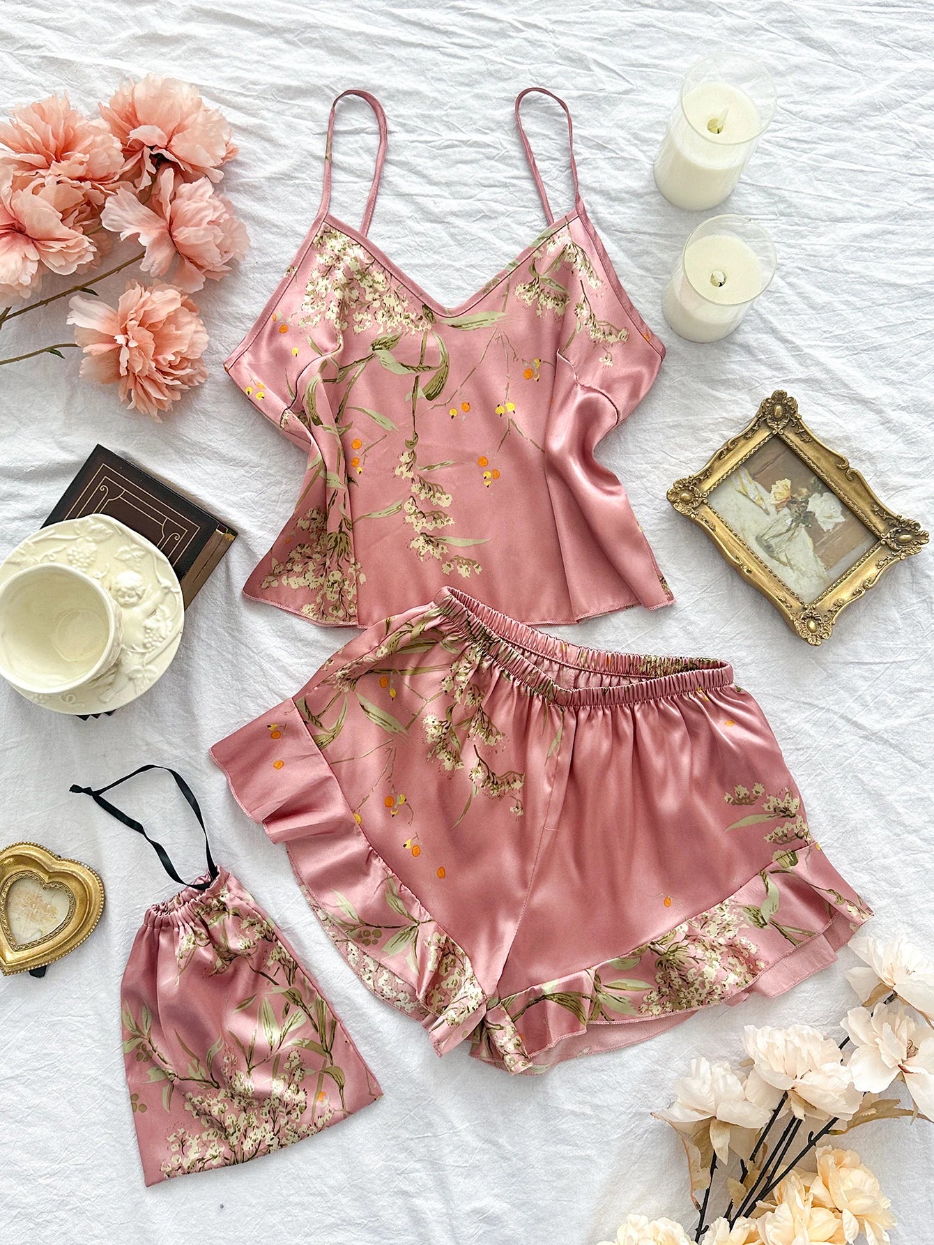 Floral Ruffle Pajama Set