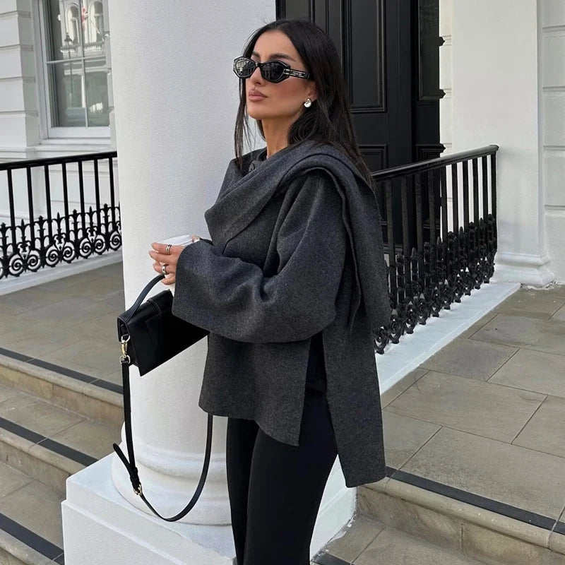 Elegant Scarf Neck Coat